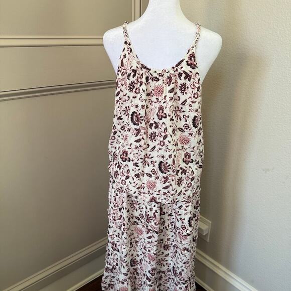 LOFT Lined Floral Silver Flecked Tiered Maxi Skirt and Sleeveless Top Size SP - Picture 8 of 12